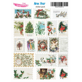 Наклейки Новогодние винтажные марки MLSTK04013, 13х18 см, Magenta Line