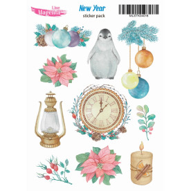 Наклейки Новый год Пингвин MLSTK04016, 13х18 см, Magenta Line