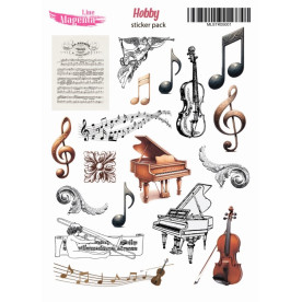 Наклейки Хобби Музыка винтаж MLSTK05001, 13х18 см, Magenta Line