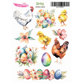 Наклейки Spring Весенние курочки MLSTK06001, 13х18 см, Magenta Line