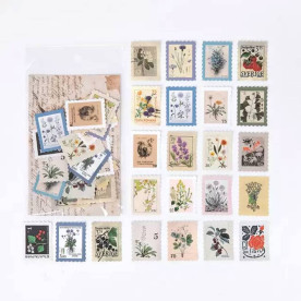 Набор наклеек, Марки растительный мир, 46 шт, 3х4 см