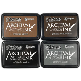 Набор перманентных чернил для штампинга Tim Holtz Distress Archival Ink Basics, 4 шт., Ranger