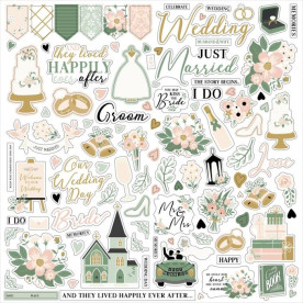 Аркуш наліпок Marry Me, 30х30 см, щільний папір, Echo Park