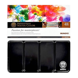 Набір акварельних фарб, Gallery в металічному пеналі, 48 кол, напівкювета, Mungyo