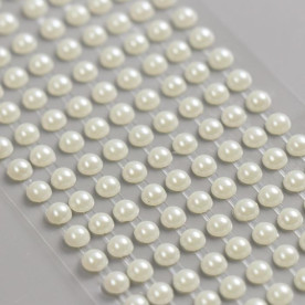 Перлини самоклеючі, молочно білі, 6 мм, аркуш 22х10 см