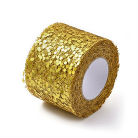 Сітка-фатин, золота з блискітками, 5 см, 90 см