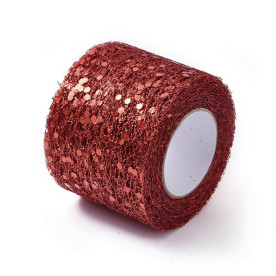 Сітка-фатин, червона з блискітками, 5 см, 90 см