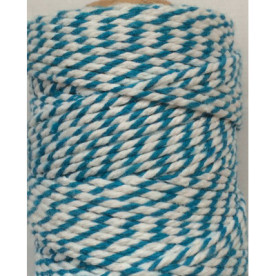 Двошаровий бавовняний шнур, 2 мм, бірюзовий, рулон близько 10 м