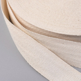 Хлопковая лента, цвет античный кремовый, 25 мм, 1 м