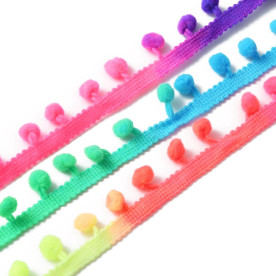 Тесьма с помпонами, разноцветные, 21 мм, размер помпона 8 мм, 90 см