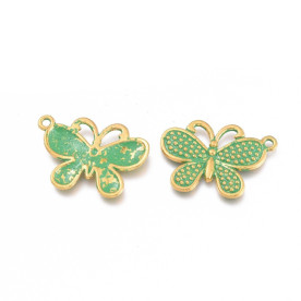 Підвіска з патиною Метелик, колір золото + бірюза, 30х21 мм