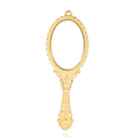 Підвіска, Ажурна дзеркальце, золото, 73x26x3 мм, дірочка 1,5 мм