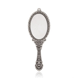 Підвіска, Ажурна дзеркальце, античне срібло, 73x26x3 мм, дірочка 1,5 мм