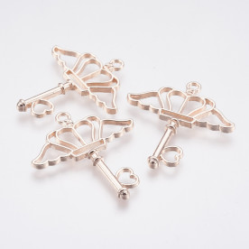 Подвеска Крылатый ключ, светлое золото, 39х35 мм, 1 шт