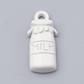 Подвеска, Бутылка молока, металл, белый, 20x9x4 мм