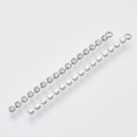 Підвіска, ланцюжок зі стразами, світло-срібний, 1 шт, 52x2x2 мм