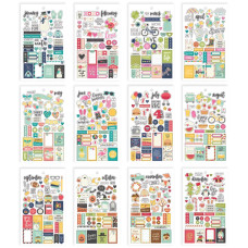 Набір наклейок Planner Essentials Mini 10x15 см 12 аркушів, 578 од., Carpe Diem Simple Stories