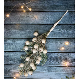 Новогодняя бутоньерка, Туя с ягодами в снегу, 30см