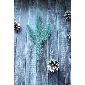 Ветка хвои литая, Ель голубая, 3 ветки (искусственная хвоя), 25см