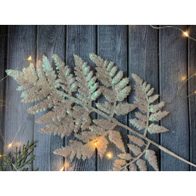 Новорічна гілка, Папороть, білий перламутр, 45см