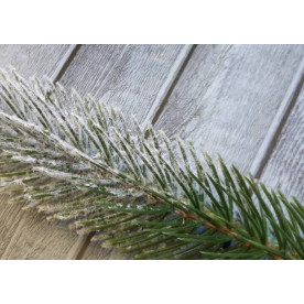 Гілка хвої, штучна, лита, Сосна 1-ка, зелена з засніжкою, 26см