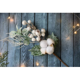 Новогодняя бутоньерка, с хлопком, 27см