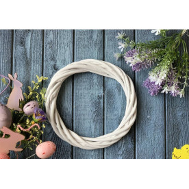 Вінок з лози плетений білого кольору, 15 см