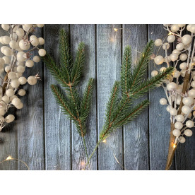 Ветка искусственной хвои литая, Ель Альпийская, 5 лапок, 28см