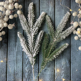 Гілка хвої лита, Ялина альпійська з засніжкою, 5 лапок, 1 шт, довжина 26 см