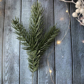 Ветка хвои литая, Сосна пышная зеленая, 1 шт, 3 ветки, длина 18 см