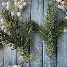 Ветка хвои литая искусственная, Сосна 3-ка, зеленая, 18 см