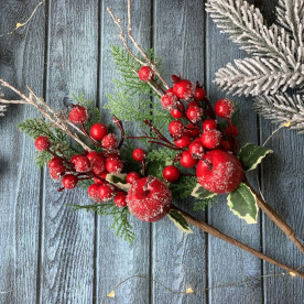 Новорічна бутоньєрка, Червоне яблуко у льоду, від 33 до 37 см