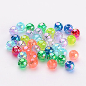 Набір намистин, світлий різнокольоровий металік, 50 шт, 5 мм