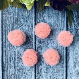 Помпон из фатина, персиковый, 2,5 см