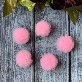 Помпон из фатина, розовый, 2,5 см