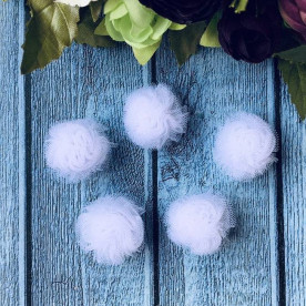 Помпон из фатина, белый, 2,5 см