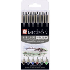 Набір лінерів, 05 Earth, 6 кол, Sakura, Pigma Micron