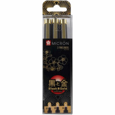 Набір лінерів Pigma Micron Black&Gold, 3 шт, 01-03-05, чорний, Sakura