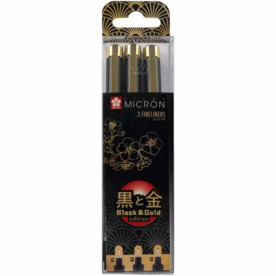 Набор линеров Pigma Micron Black&Gold, 3 шт, 01-03-05, черный, Sakura