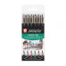 Набір лінер-пензлів, Pigma Brush Basic 6 кол, Sakura