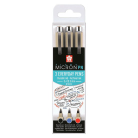 Набір ручок Pigma Micron pn Office, 3 кол, чорний, синій, червоний, Sakura