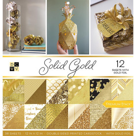 Набір скраппаперу 30х30см Solid Gold з фольгуванням 18 арк. DCWV