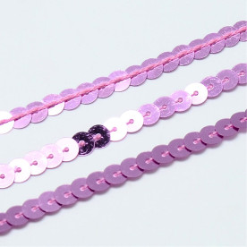 Лента из круглых пайеток, сиреневый металлик, 6 мм, 90 см