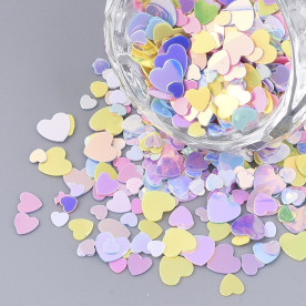 Наповнювач для шейкера, паєтки Пастельні сердечка, від 2 до 6 мм, 15 гр