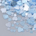 Набор пайеток, Прозрачные сердечки, сине-голубой, около 22 грамма, от 3 до 6 мм, толщина 0,3 мм