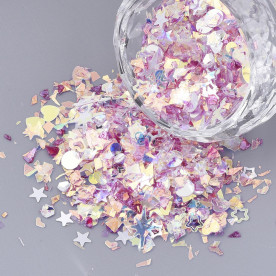 Набір наповнювач для шейкеру, паєтки, червоний мікс, розмір деталей 1-9 мм, близько 14 грам