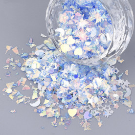 Набір наповнювач для шейкеру, паєтки, синій мікс, розмір деталей 1-9 мм, близько 14 грам