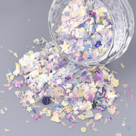 Набір наповнювач для шейкеру, паєтки, голографічний мікс, розмір деталей 1-9 мм, близько 14 грам