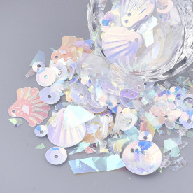 Набір наповнювач для шейкеру, паєтки різной форми, голографічний мікс, розмір деталей 4-20 мм, близько 12 грам