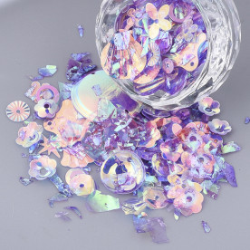 Набор наполнитель для шейкера, пайетки разной формы, фиолетовый микс, 4-20 мм, около 12 грамм